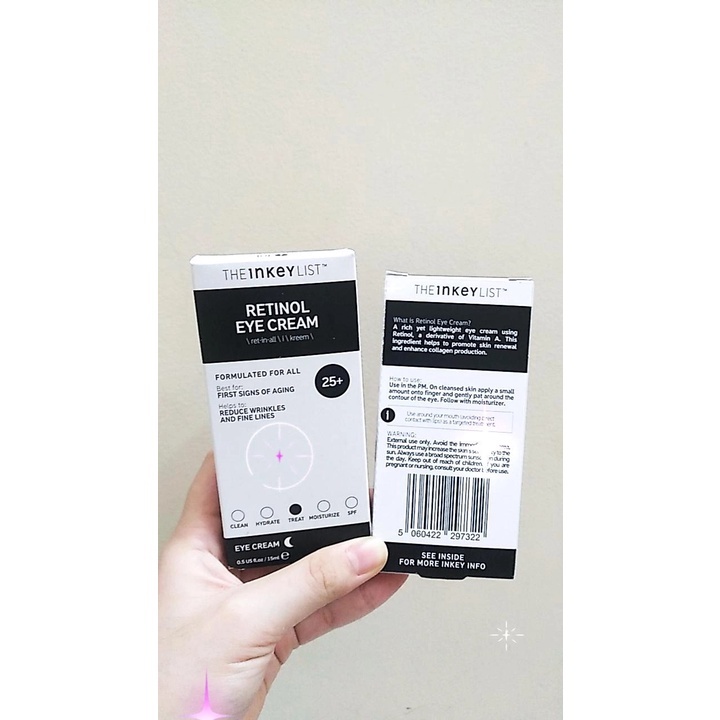 Kem dưỡng mắt The INKEY List Brighten-i, Retinol, Caffein Eye Cream 15ml