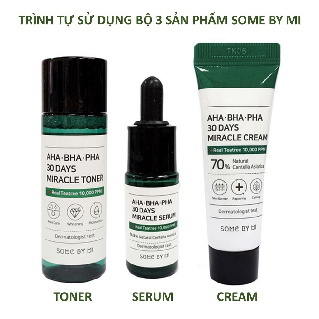 Bộ Travel Kit 3 Sản Phẩm Dưỡng Da, Ngăn Ngừa Và Làm Giảm Mụn Some By Mi AHA - BHA - PHA 30 Days Miracle Travel Kit