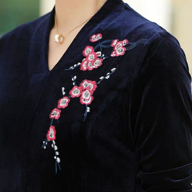 F4۞┅Đầm nhung nữ trung niên thu đông hàng cao cấp