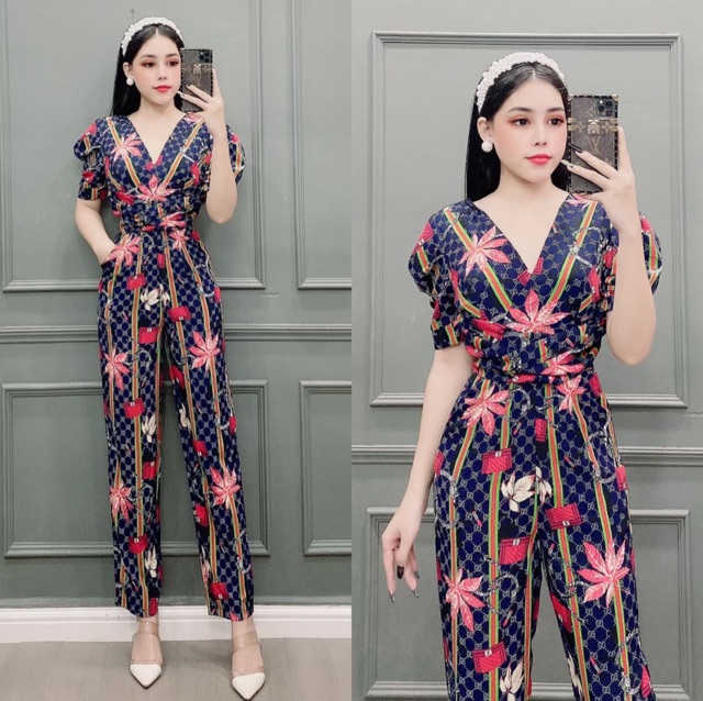 Jumpsuit hoa tay phồng thiết kế | BigBuy360 - bigbuy360.vn
