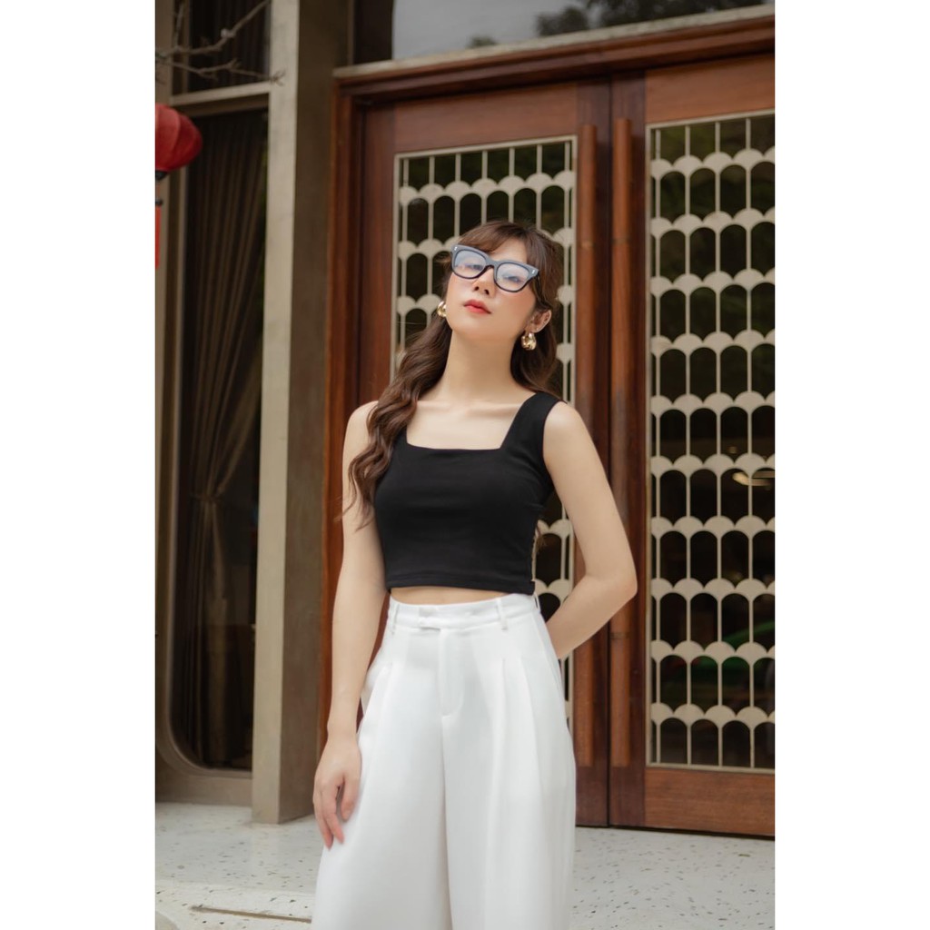 Áo 2 dây cổ vuông dáng croptop