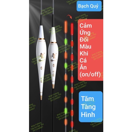 Phao đèn, điện câu đài cảm ứng đổi màu thông minh, tàng hình Bạch Quỷ - Khôi Fishing