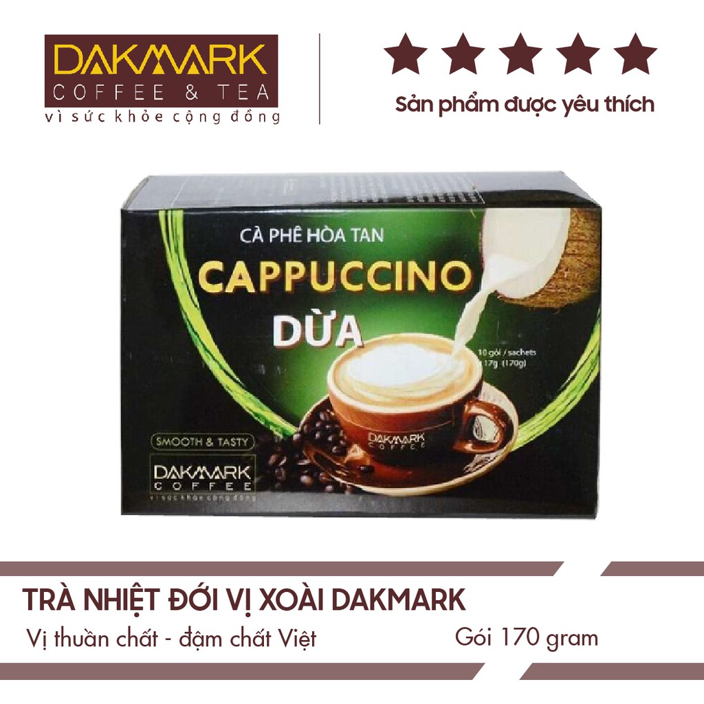 Cà phê Cappuccino dừa hoà tan DakMark- Hộp 10 gói x 17 g | BigBuy360 - bigbuy360.vn