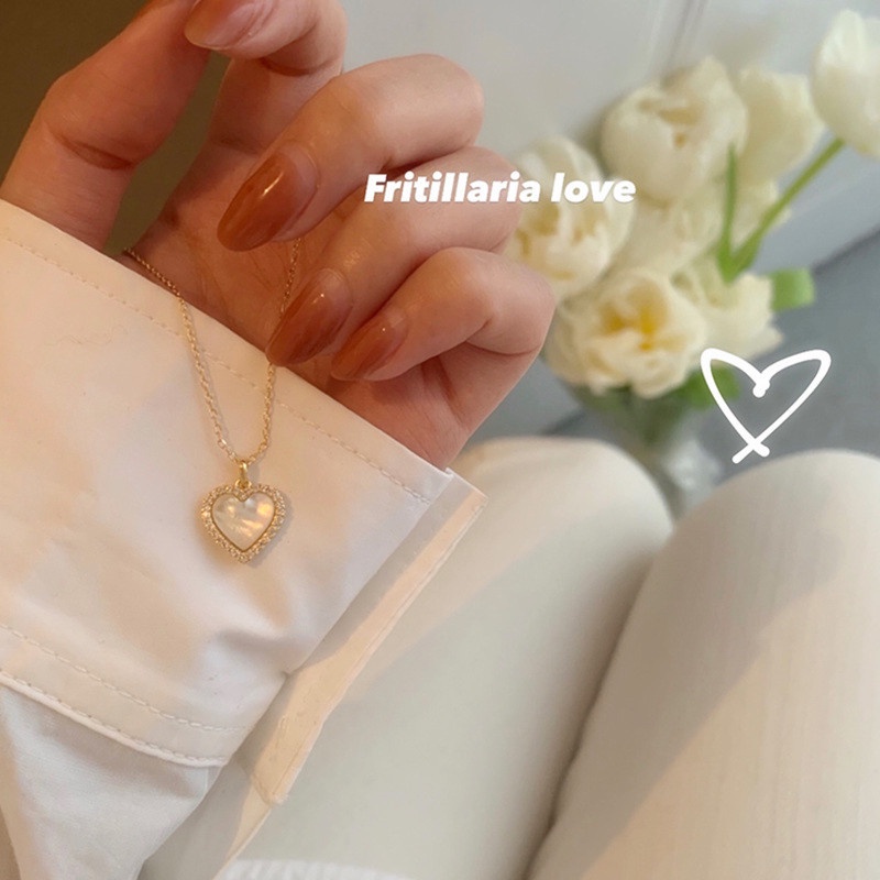 Vòng cổ Mặt Đá Opal Hình Trái Tim Đơn Giản Cho Nữ