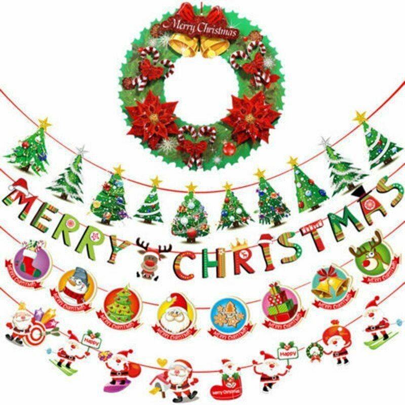 Dây treo biểu ngữ hình vớ/ông già noel/tuần lộc/cây thông dùng treo trang trí tiệc giáng sinh