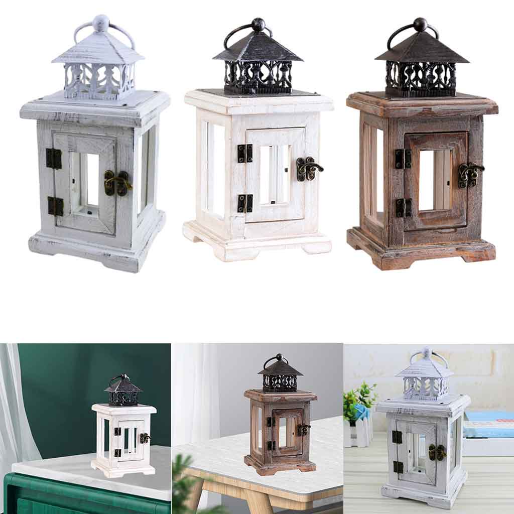 Giá đỡ nến thiết kế đèn lồng bằng gỗ độc đáo trang trí nhà ở phong cách cổ điển