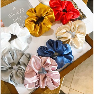 Cột Tóc Scrunchies Vải Màu Trơn Dày Dặn Vintage Ulzzang T004