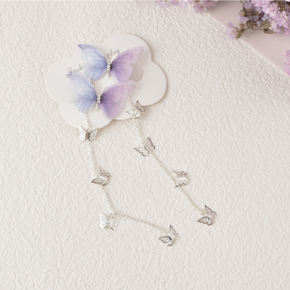 1 cặp kẹp tóc hình bươm bướm phối tua rua nhiều màu phong cách cổ điển cho bé gái