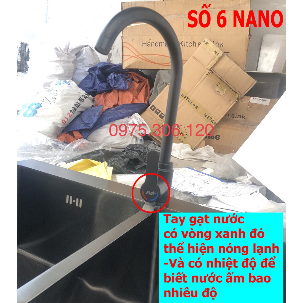 (NANO 5 LỚP CHỐNG TRẦY) Vòi Rửa Chén Bát Nóng Lạnh INOX 304 phủ nano Quay 360 độ sử dụng được 2 hộc chậu