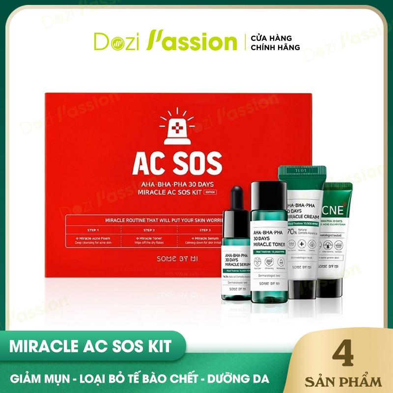 Bộ Kit 4 sản phẩm dưỡng da giảm mụn Some By Mi AHA - BHA - PHA 30 Days Miracle AC SOS Kit 5.0