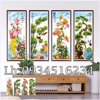 Tranh đính đá tứ quý kt121x75cm