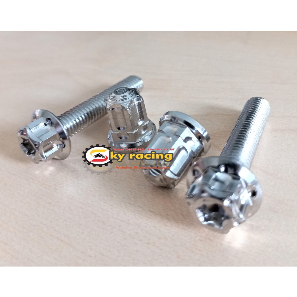 Cặp Ốc Inox Salaya S3 8li và Tán 8li bít đầu Xỏ Gác Chân Cho Xe Sirius, Jupiter...