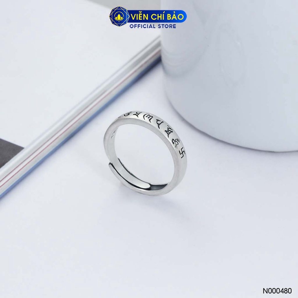 Nhẫn bạc nữ Lục tự chân ngôn bạc Thái 925 thời trang phụ kiện trang sức nữ thương hiệu Viễn Chí Bảo N000480