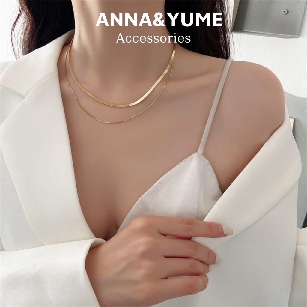 Dây chuyền, Vòng cổ choker 2 lớp mạ vàng gold thời trang cho nữ