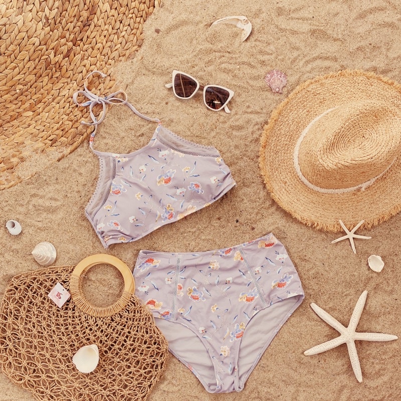 Đồ Bơi Áo Tắm Bikini Đi Biển 2 Mảnh Lưng Cao Xuất Khẩu