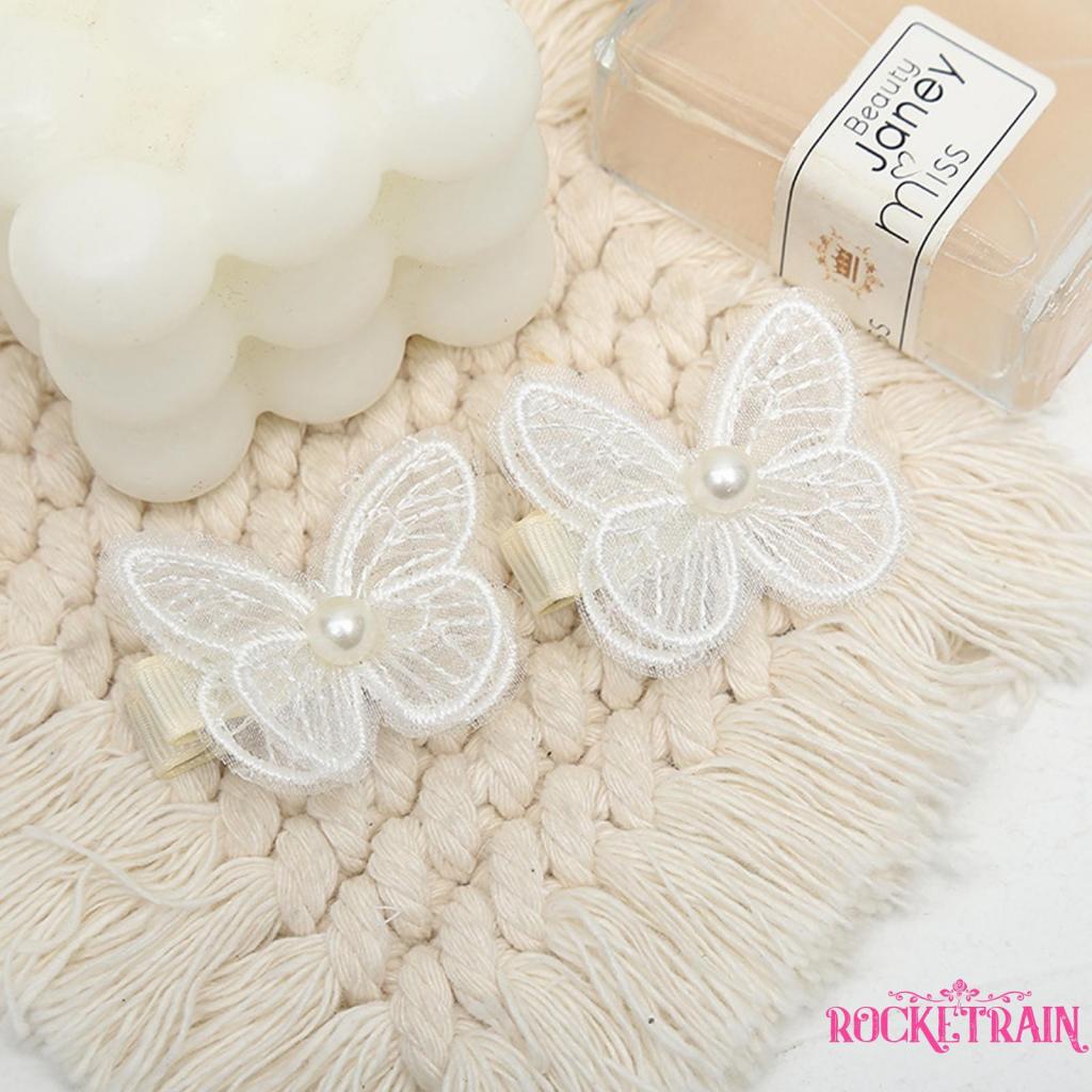 ✣Hf✩Kẹp Tóc Hình Con Bướm Đính Ngọc Trai Cho Bé