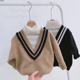 Áo len hàn quốc cho bé sẵn đen sz 80