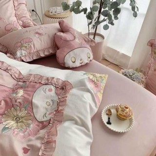 Chăn ga lụa thêu thỏ bunny 7 món