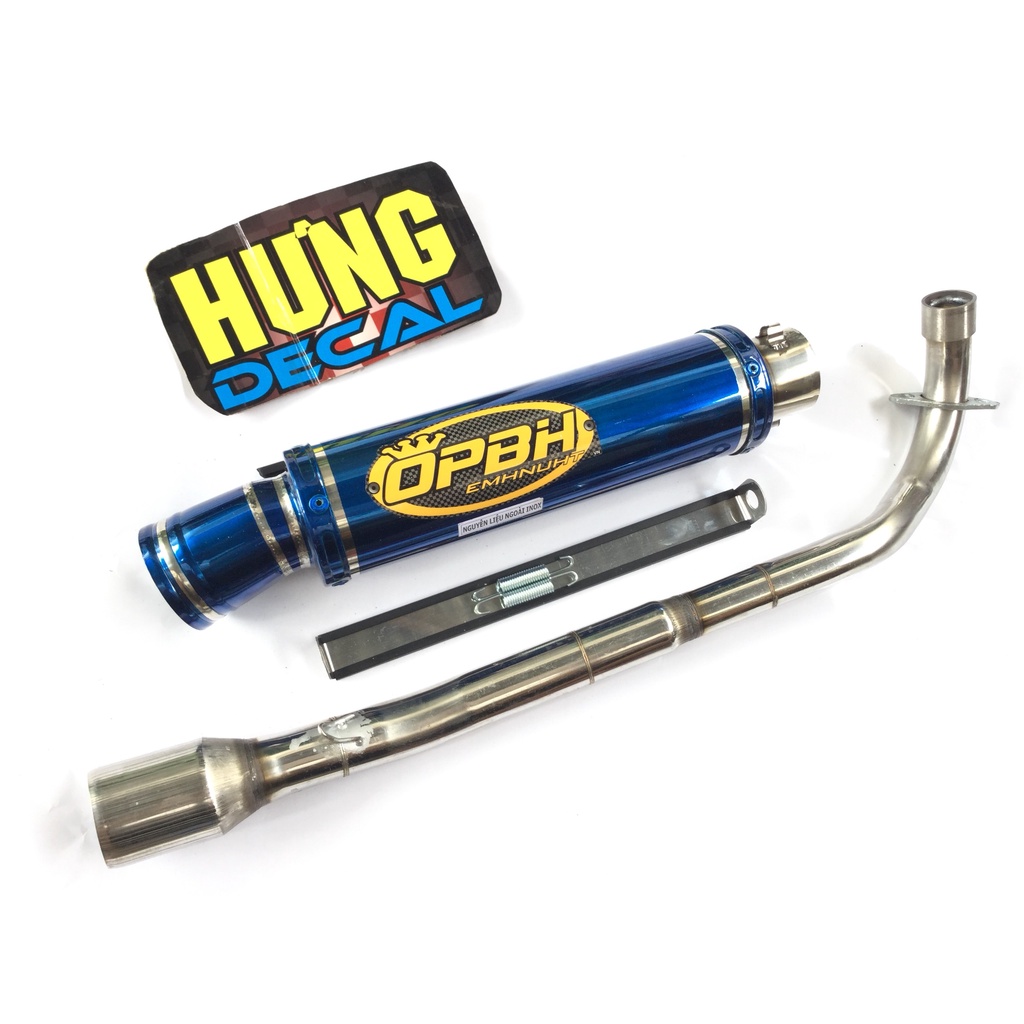 Bộ pô OBPH XANH FULL CỔ INOX THẲNG WAVE, SI, CUP, DREAM, EXCITER, WINER, SONIC, RAIDER FI, SATRIA, GSX