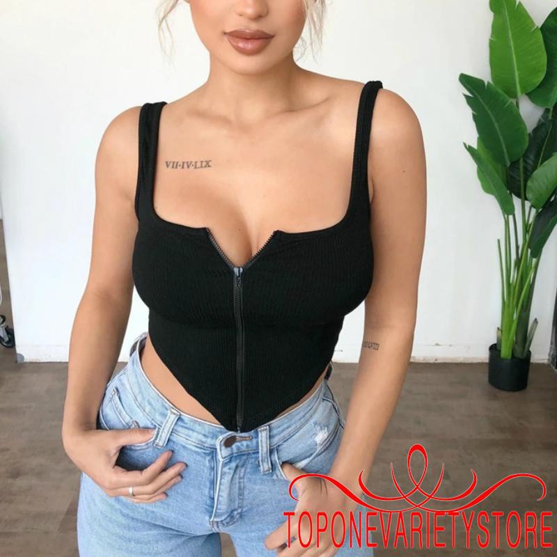 Áo Tank Top Sát Nách Phối Khoá Kéo Thời Trang Cho Nữ | BigBuy360 - bigbuy360.vn