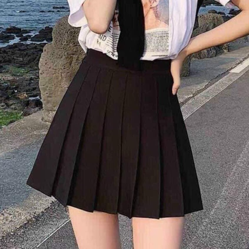 [Kèm hình thật] Chân váy tennis váy xếp li đen có dây kéo cryaotic10 | BigBuy360 - bigbuy360.vn