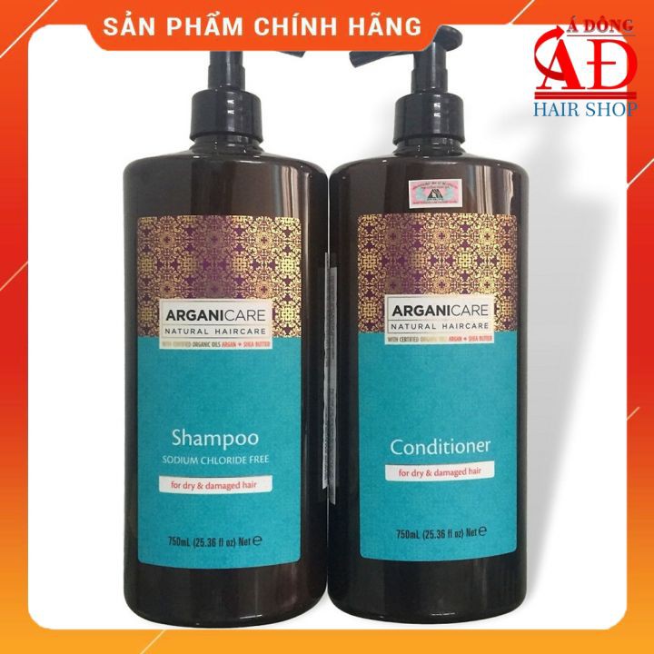 [+Tặng mũ trùm] Dầu xả dưỡng ẩm siêu mượt cho tóc khô hư tổn Arganicare for Dry, Demaged Hair Argan &amp; Shea Butter 750ML