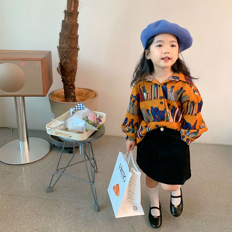 Áo Sơ Mi Tay Dài Họa Tiết Hoa Phong Cách Hàn Quốc Thời Trang Mùa Thu Cho Bé Gái