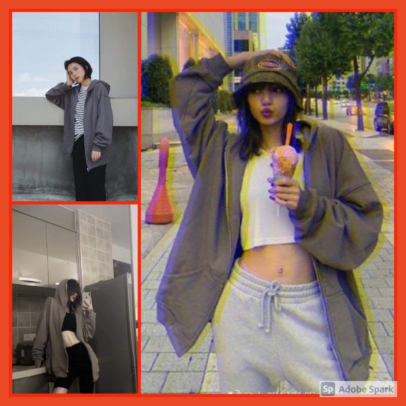 Áo Khoác Hoodie Nỉ Nữ Trơn Màu Xám 🌸FREE SHIP🌸Jacket đáng Unisex khóa kéo kiểu Hàn Quốc