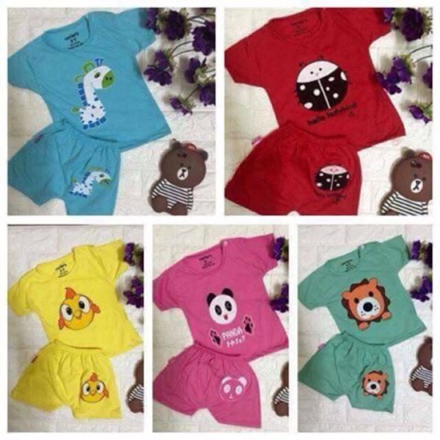Set 5 bộ cotton hình thú