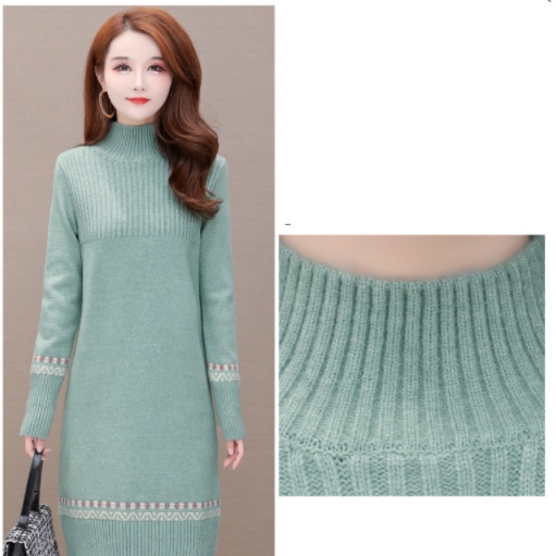 Áo len dáng dài cổ cao phong cách sang trọng chất liệu len dệt kim mềm mịn