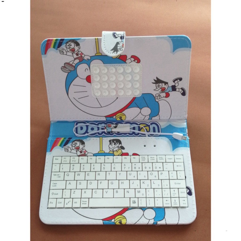 Bao da điện thoại PU tích hợp bàn phím đầu cắm Micro USB cho điện thoại Android 7Inch hình doremon lè lưỡi | BigBuy360 - bigbuy360.vn