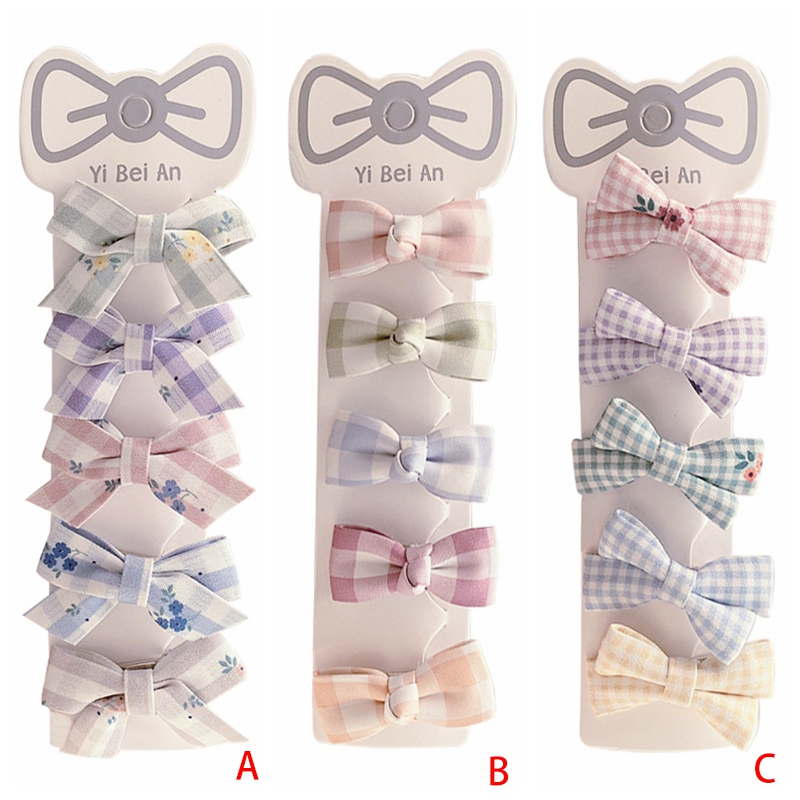 Set 5 kẹp tóc nơ nhiều màu sắc xinh xắn cho bé gái