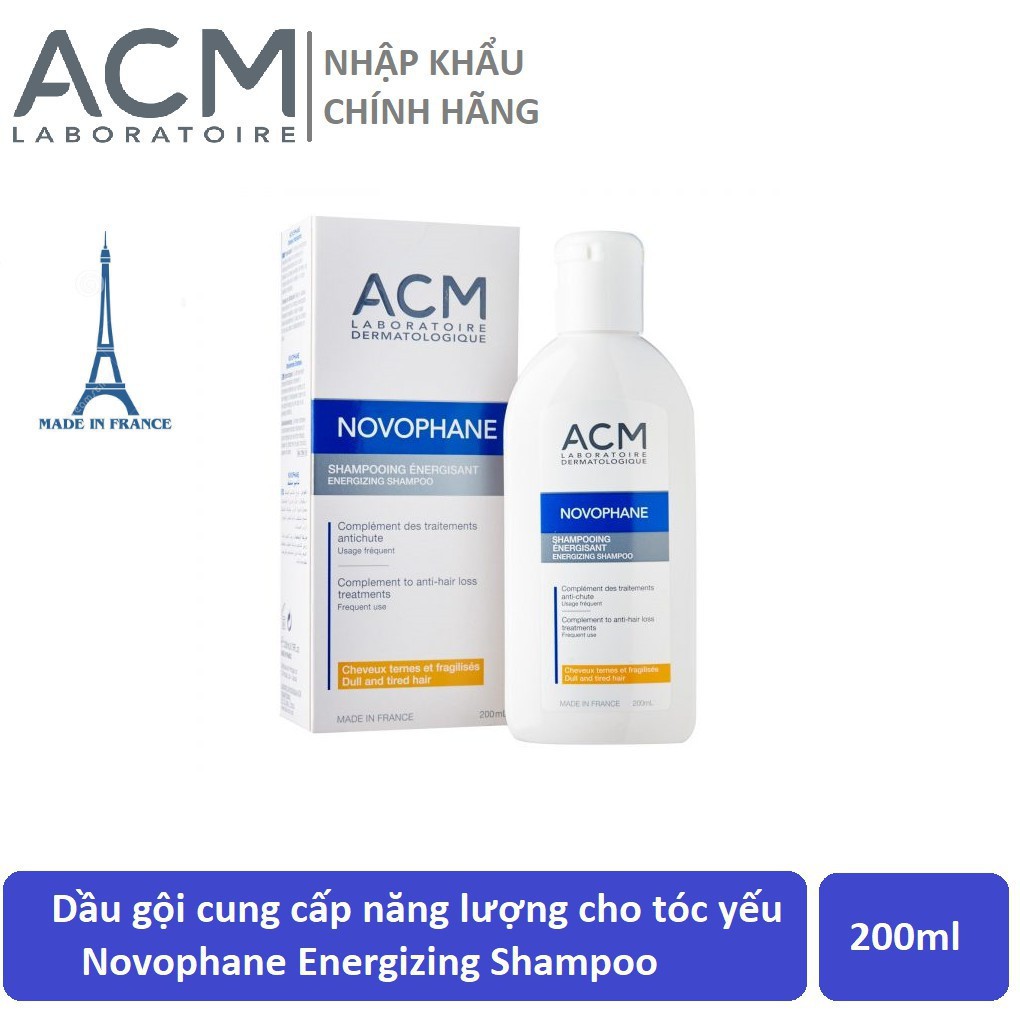 Dầu gội làm sạch và dưỡng tóc khỏe mạnh ACM Novophane Energizing Shampoo 200ml