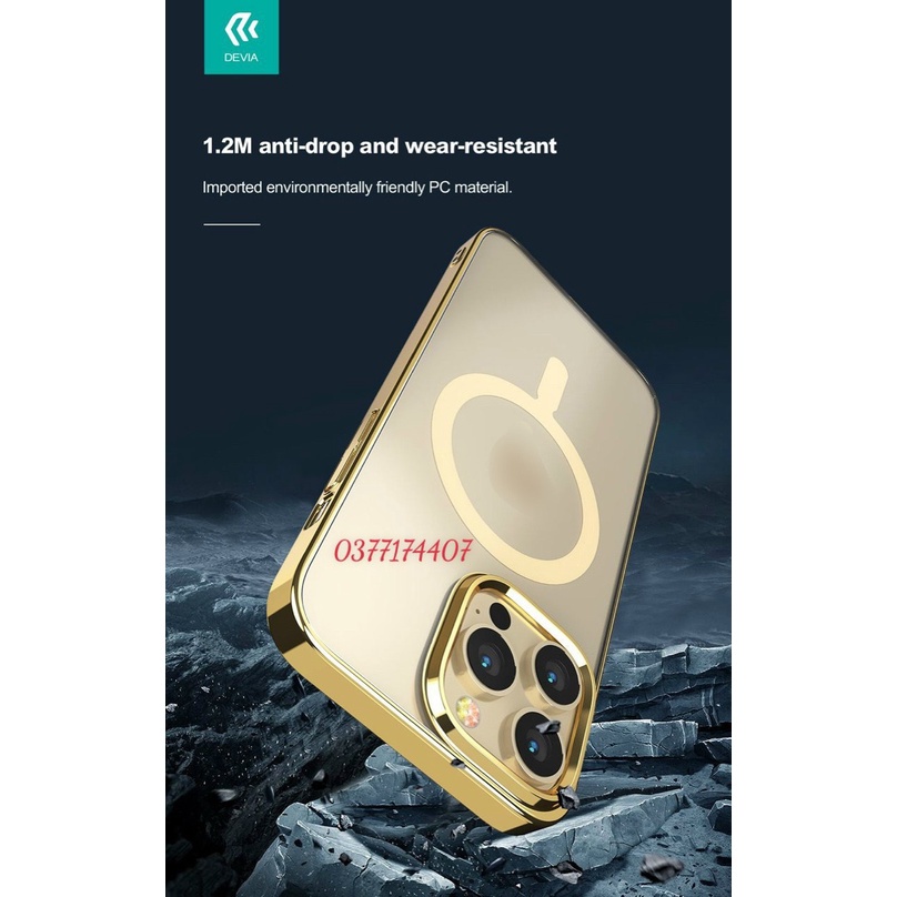 Ốp lưng Devia Glimmer viền màu hỗ trợ sạc Magsafe cho iPhone 14, 14 Max., 14 Pro, 14 Pro Max trong cứng mỏng nhẹ