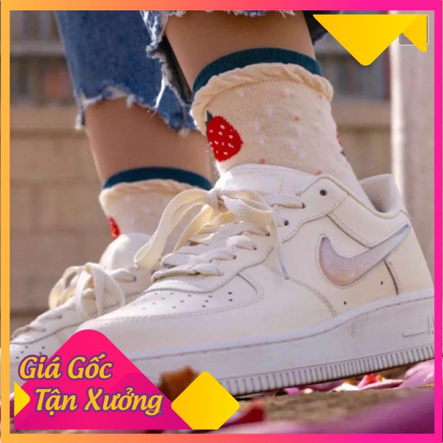 Rẻ vô địch - (38,5x1)Giày sneaker Air Force 1 AF1 Women White Jelly Powder Gradient Low Help Air Force Board tên AH6827-