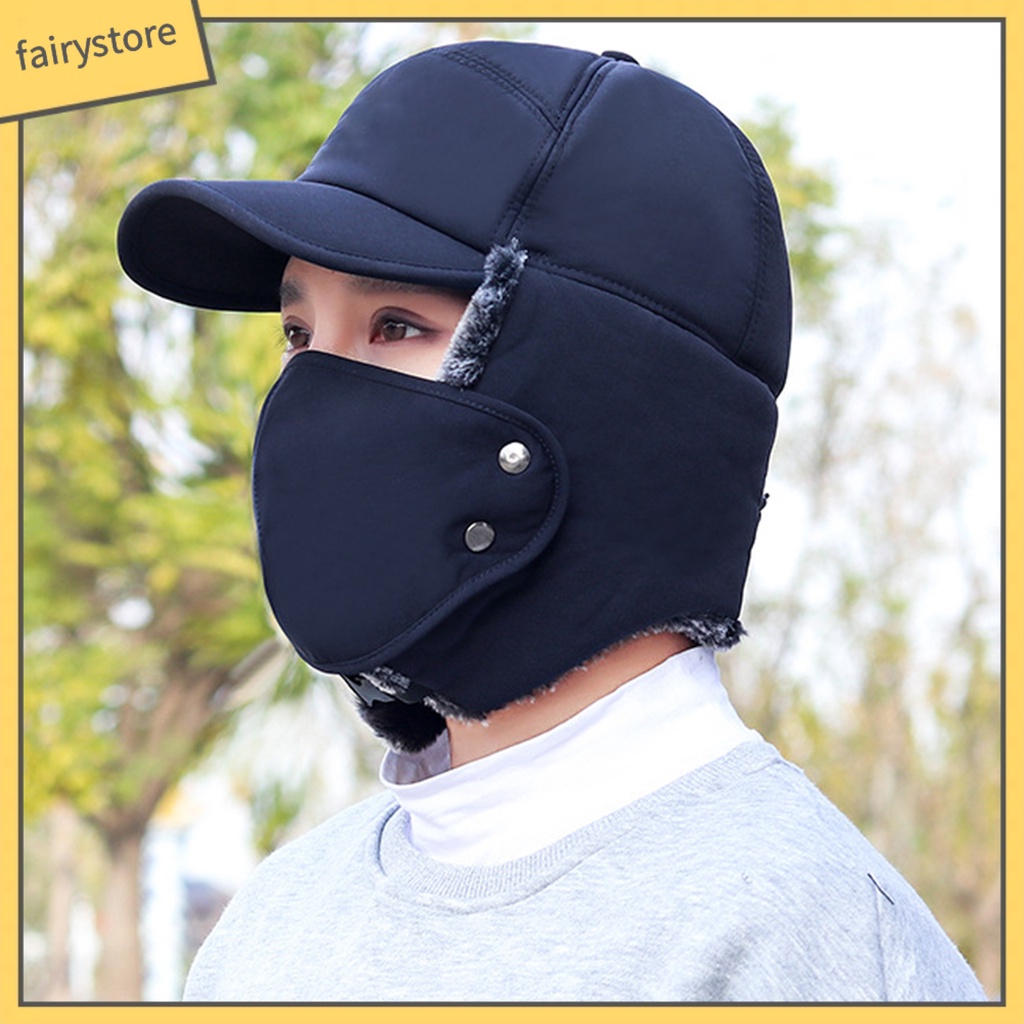 Mũ Lưỡi Trai Phủ Tai Kèm Khẩu Trang Giữ Ấm Cho Nam