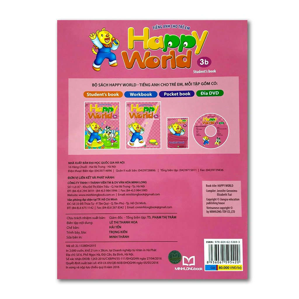 Sách - Tiếng Anh Cho Trẻ Em - Happy World - 3 (Bộ 2 quyển, 1 sổ tay, 1 đĩa DVD) ( 2 phần, lẻ tùy chọn) | BigBuy360 - bigbuy360.vn