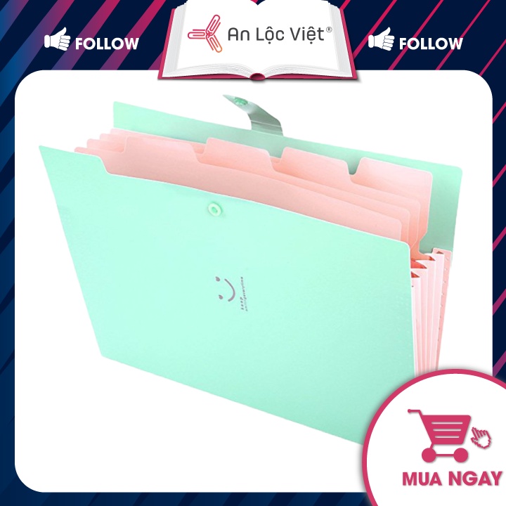 Cặp Đựng Hồ Sơ Tài Liệu 5 Ngăn A4 Hình Mặt Cười