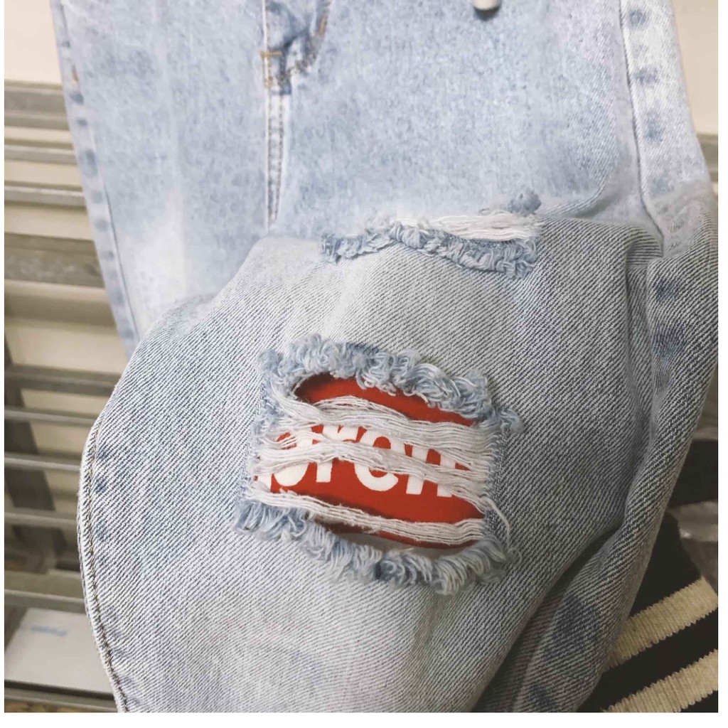 😈Được Kiểm Hàng Trước💖Quần jeans rách gối mix cắt ống😈HÀNG SIÊU CẤP😈
