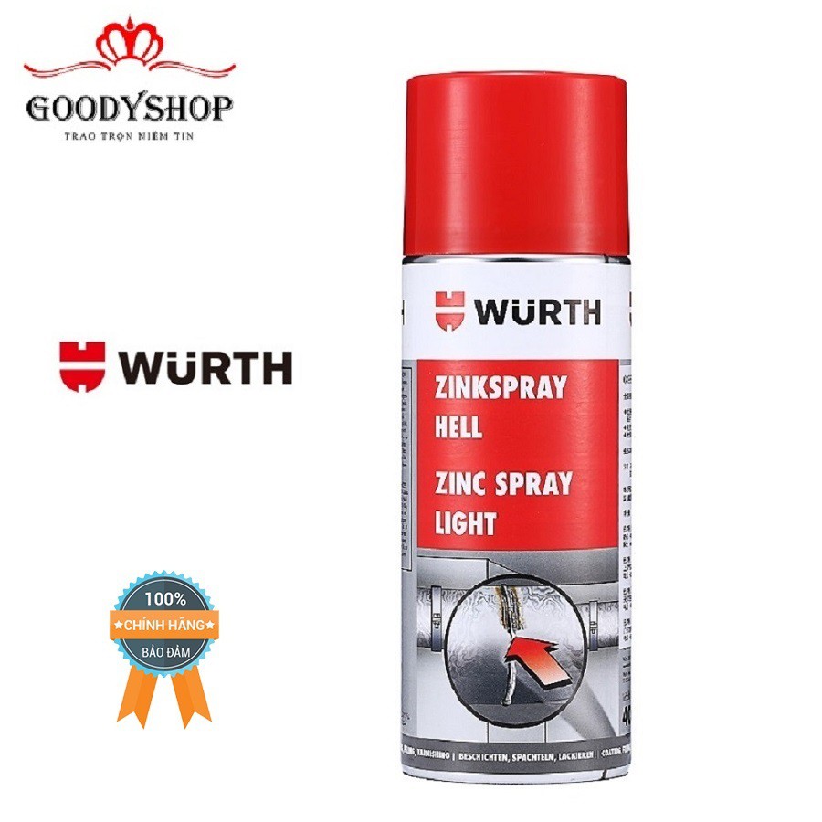 Sơn Mạ Kẽm Chống Rỉ Chịu Nhiệt Wurth Zinc Spray 0893113114 GOODYSHOP