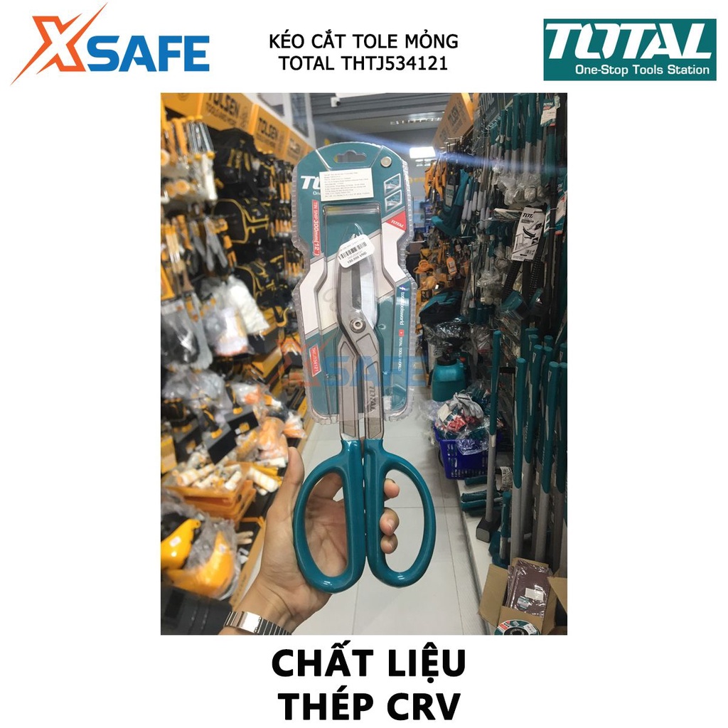 Kéo cắt tole nhỏ TOTAL THTJ534121 Kéo cắt tôn mỏng Kích thước 12 &quot;. Độ dày tối đa Thép carbon ≤0,8mm Thép không gỉ 60,6m