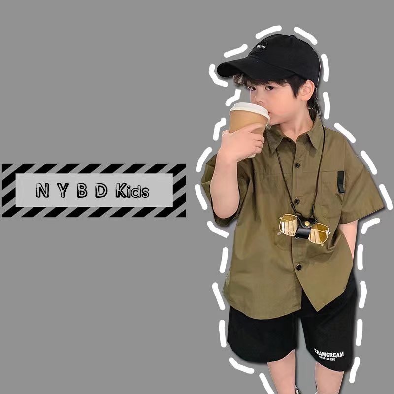 Áo sơ mi BXPB tay ngắn thời trang mùa hè cho bé trai 5-15 tuổi