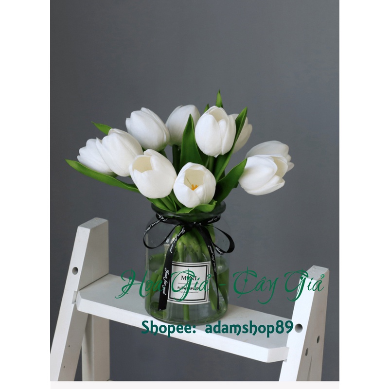 Hoa giả _ Hoa tulip silicon  dùng làm bó hoa tay cầm cô dâu