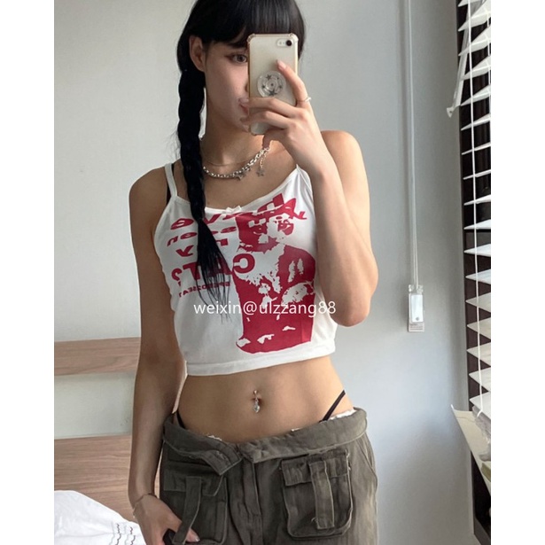 QKOOLE  Áo Croptop Sát Nách Thời Trang Vintage Hàn Quốc Cho Nữ