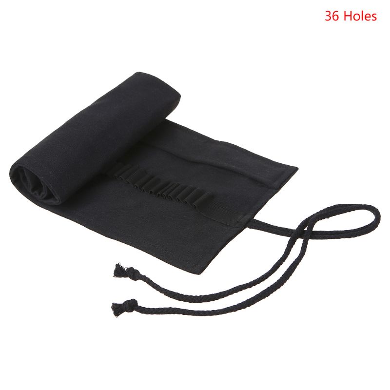 Túi Đựng Bút Chì 12 / 24 / 36 / 48 / 72 Lỗ Bằng Vải Canvas Màu Đen