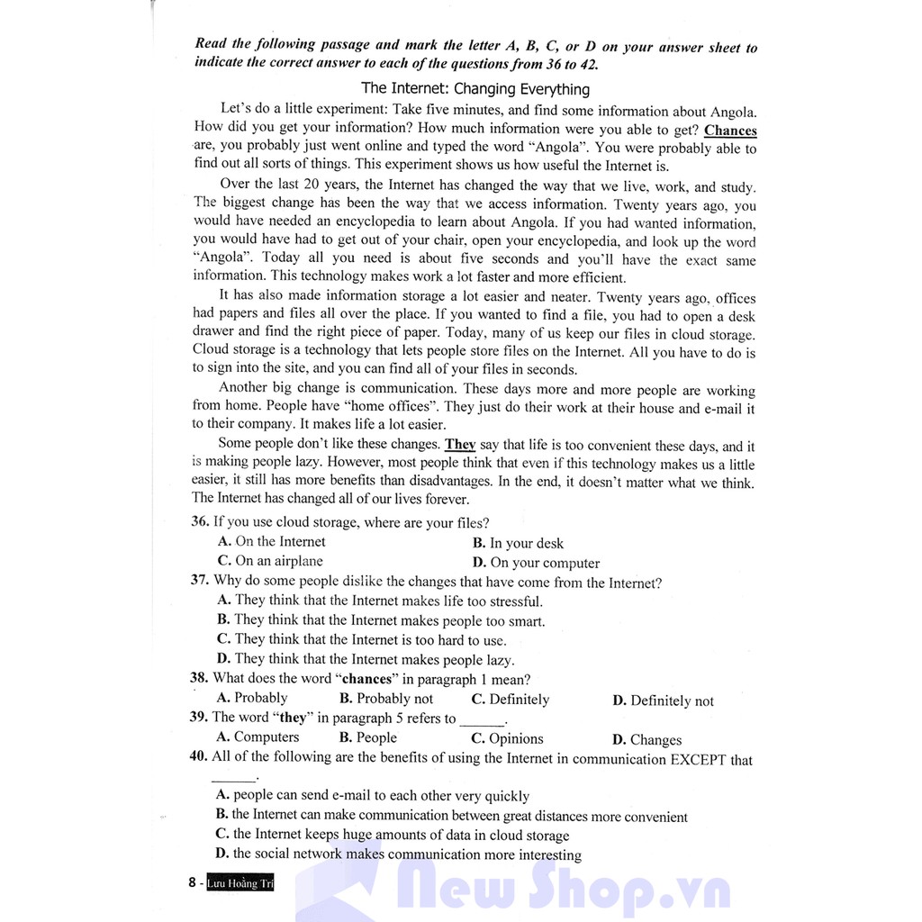 [Mã LIFEXANH24 giảm 10% đơn 99K] Sách - Ngân Hàng Đề thi Mới Môn Tiếng Anh Luyện Thi THPT - Lưu Hoằng Trí | BigBuy360 - bigbuy360.vn