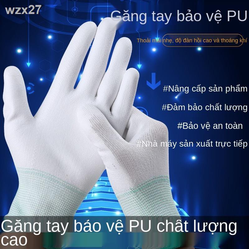 ❅Ngón tay PU nylon mỏng - găng có tráng phủ lòng bàn nữ cao su chống tĩnh điện thoáng khí không trơn trượt