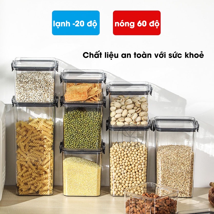 Hộp Đựng Ngũ Cốc, Hộp Đựng Đồ Khô, thiết kế trong suốt, nắp kín cao cấp