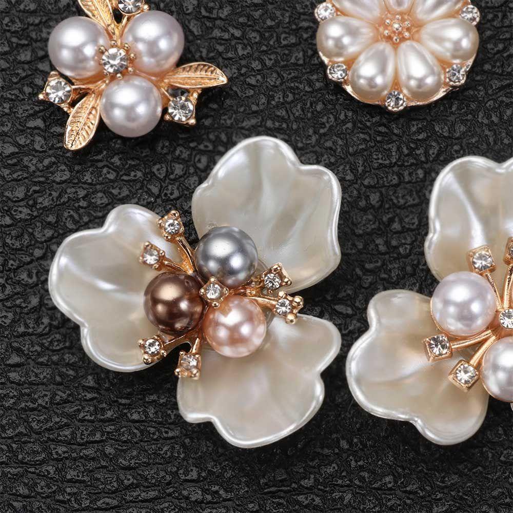 Set 10 Nút Phụ Kiện Làm Nón Thủ Công DIY|Kẹp Tóc Ngọc Trai Giả