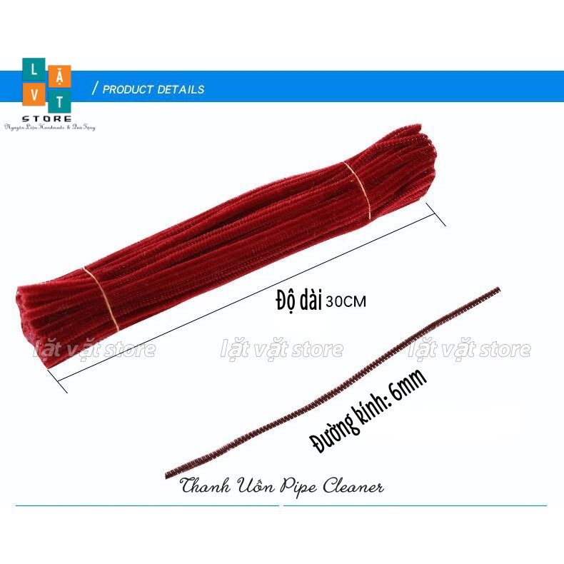 [Bảng màu 1] Thanh Pipe Cleaner dùng làm đồ uốn, đồ chơi, khung len để làm len chọc - Góc Handmade, Đồ làm DIY